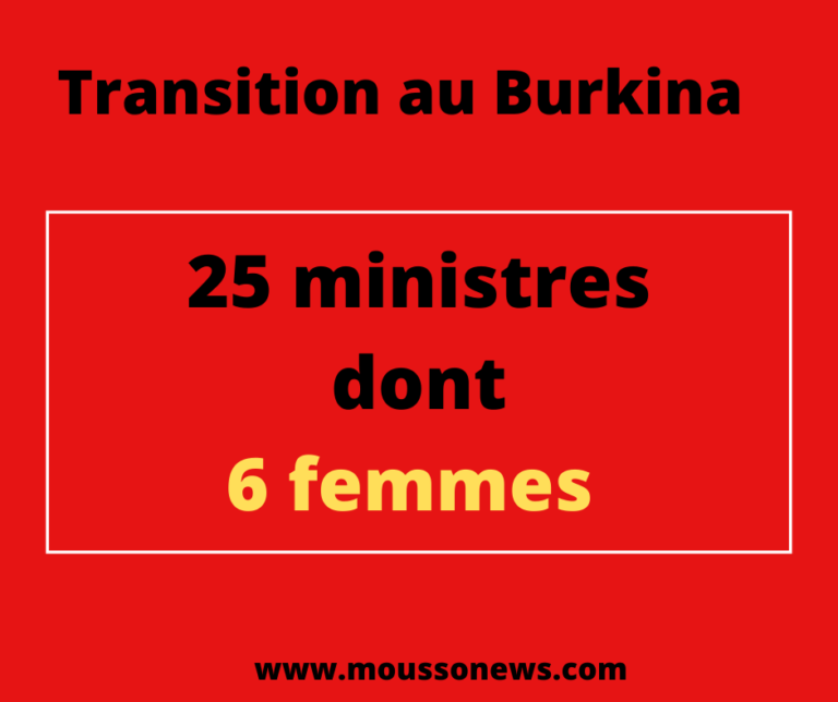 Transition au Burkina: 25 ministres dont 6 femmes 6