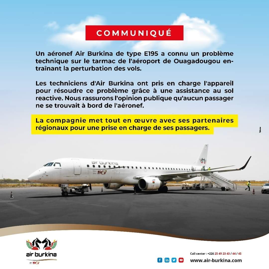 Air Burkina: le moteur d’un avion prend feu, aucun passager touché 2