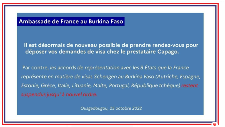 France : l'ambassade au Burkina annonce la reprise du service de visa 4