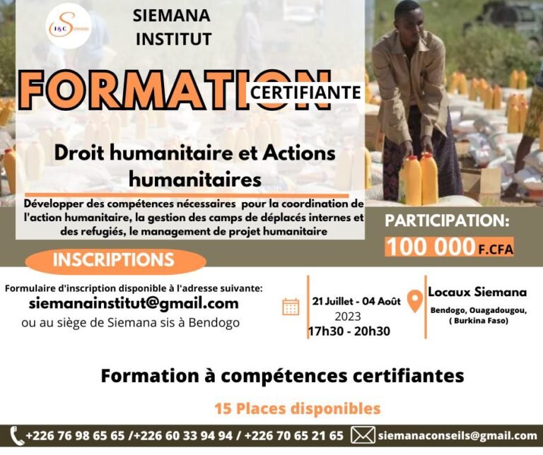 Formation certifiante en ''droit et actions humanitaires" 10