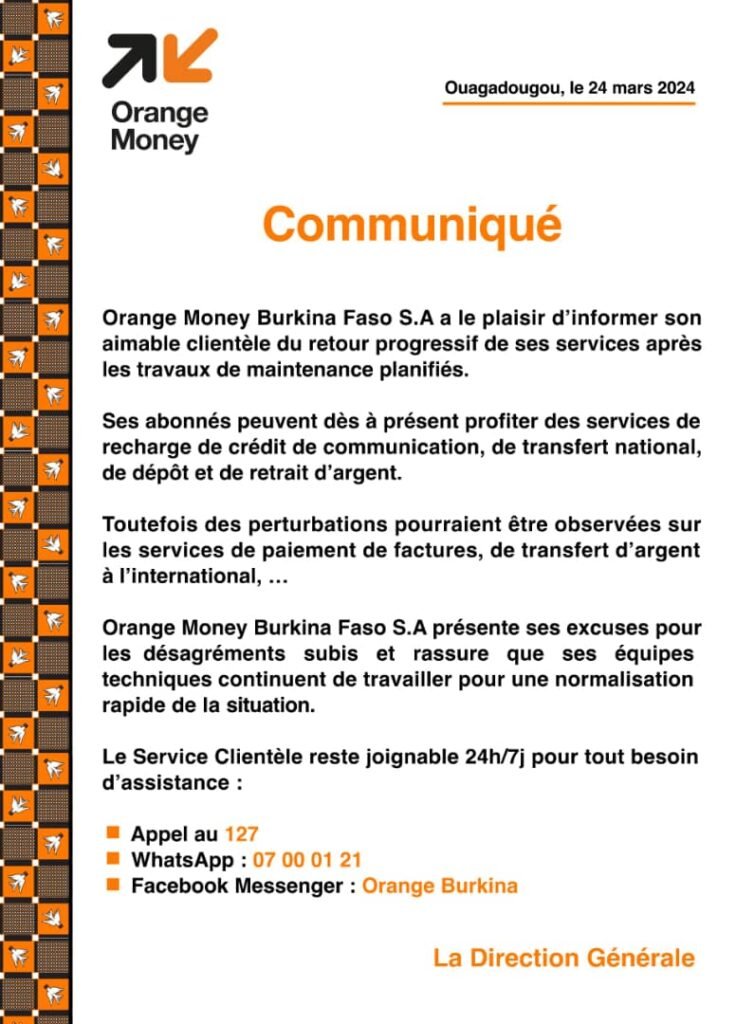 Orange money: retour progressif des services 2 Orange money: retour progressif des services 2