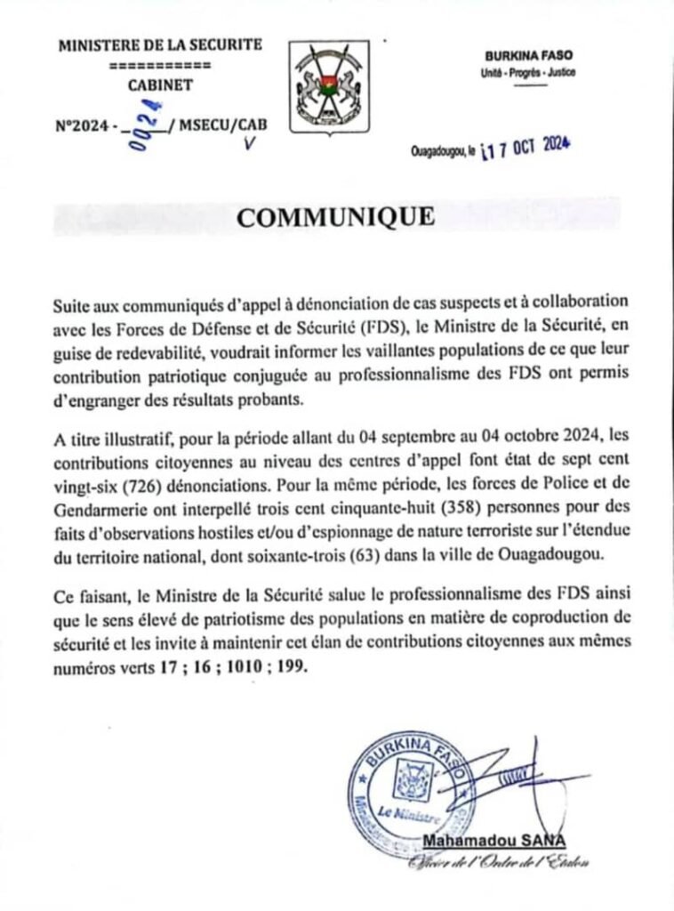 Sécurité citoyenne : 726 dénonciations de cas suspects reçues en 1 mois 2 Sécurité citoyenne : 726 dénonciations de cas suspects reçues en 1 mois 2
