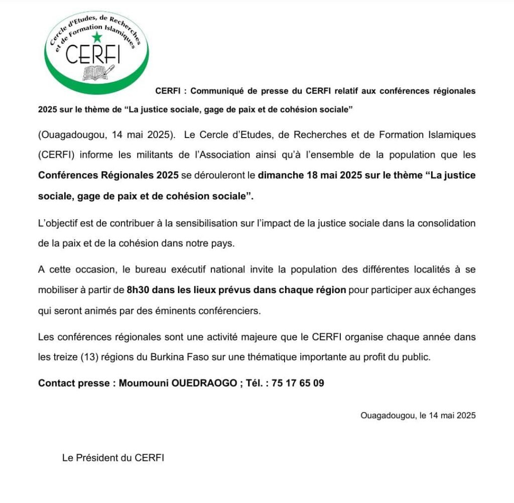 CERFI : Les conférences régionales se dérouleront le 18 mai 2025 2 CERFI : Les conférences régionales se dérouleront le 18 mai 2025 2