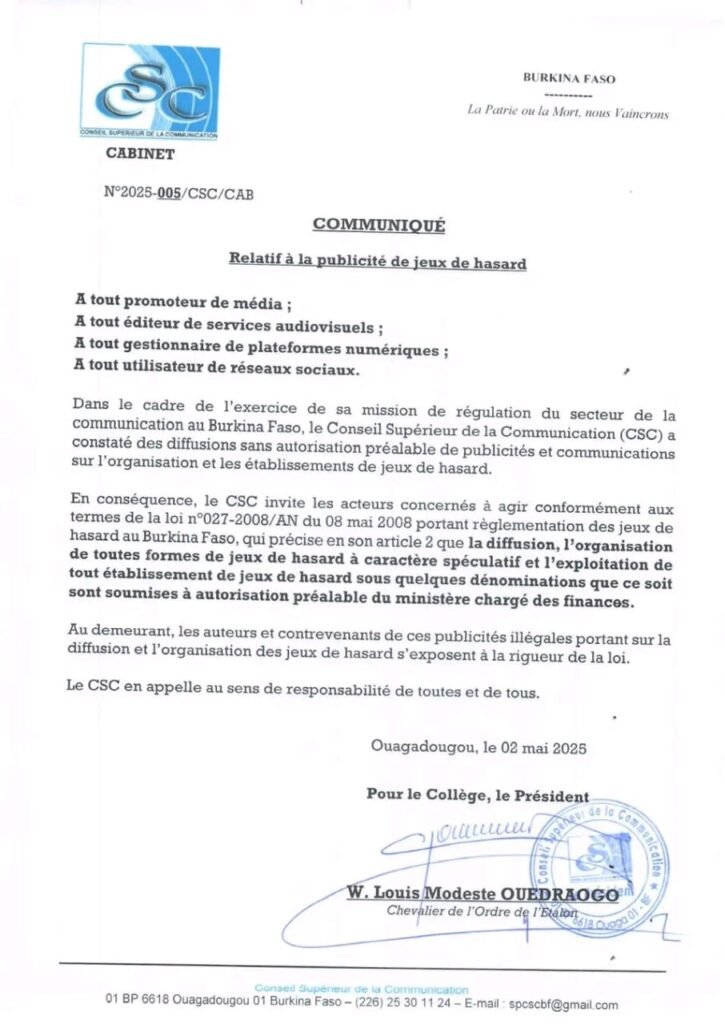 Jeux de hasard : Le CSC met en garde contre les publicités illégales 2 Jeux de hasard : Le CSC met en garde contre les publicités illégales 2