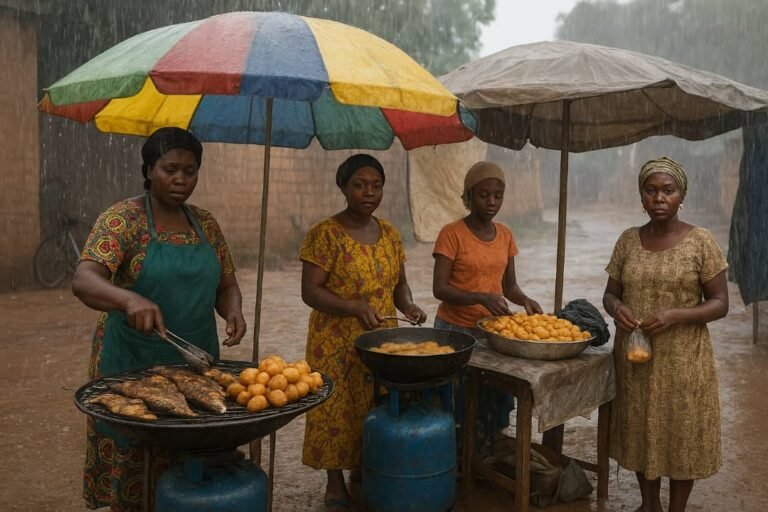 Ouagadougou : Même sous la pluie, elles grillent et elles vendent 1 Ouagadougou : Même sous la pluie, elles grillent et elles vendent 1