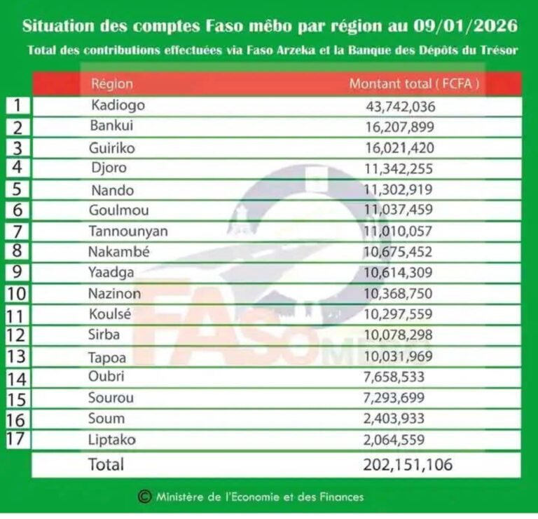 Faso Mêbo : Kadiogo en tête des contributions régionales 3