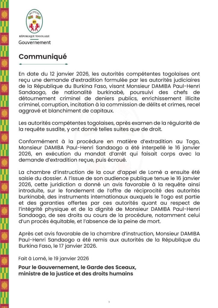 Justice: Paul-Henry Sandaogo Damiba extradé vers le Burkina Faso 2 Justice: Paul-Henry Sandaogo Damiba extradé vers le Burkina Faso 2